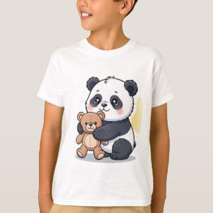 Adorable Baby Panda Hugging Teddy Bear T-Shirt