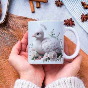 Adorable Baby Peacock &  Flowers: Nature's Delight Coffee Mug