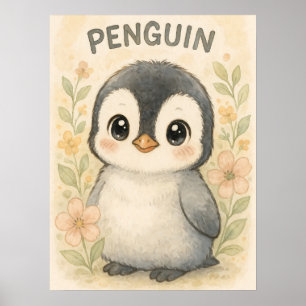 Adorable Baby Penguin – Cute Art for Kids Room Poster