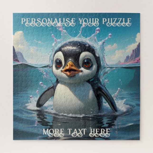 Adorable Baby Penguin Playing in the Arctic Ocean Jigsaw Puzzle (Vertical)