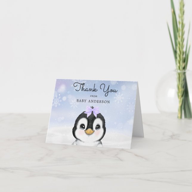 Adorable Baby Penguin Winter Thank You (Front)