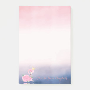 Adorable Baby Pink Flamingo Floral Post-it Notes