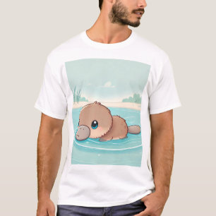 Adorable Baby Platypus Swimming T-Shirt Design