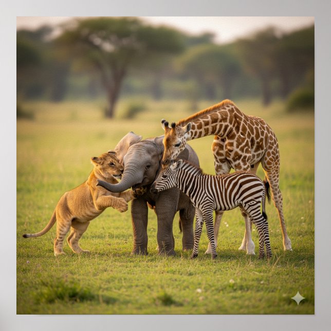Adorable Baby Savanna Animals Poster (Front)