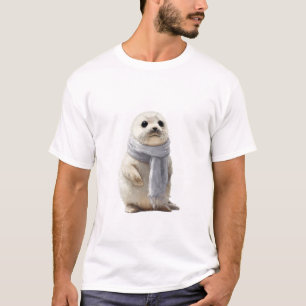 Adorable Baby Seal in a Cosy Scarf T-Shirt