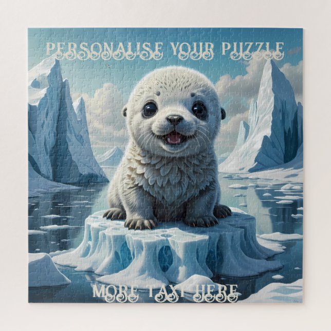 Adorable Baby Seal Pup Playing in the Arctic Ocean Jigsaw Puzzle (Vertical)