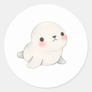Adorable Baby Seal Pup Watercolor Print Sticker