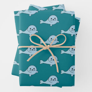 Adorable Baby Seal Wrapping Paper Sheet
