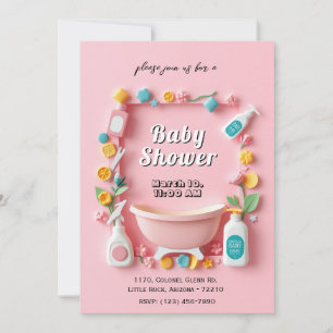 Adorable Baby Shower Card with Baby Essentials