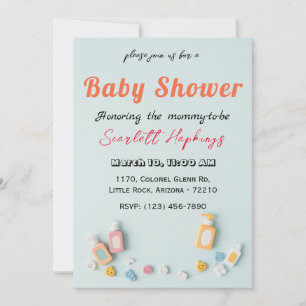 Adorable Baby Shower Card with Baby Essentials