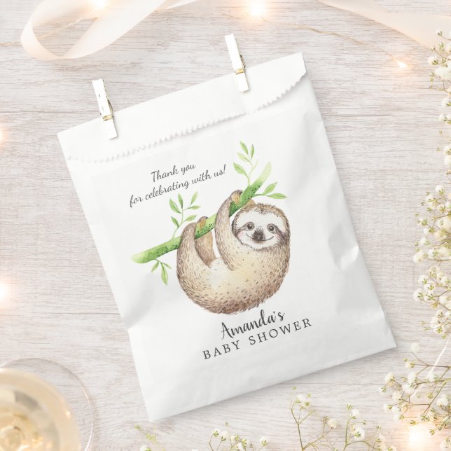 Adorable Baby Sloth Shower Favour Bags (Clipped)