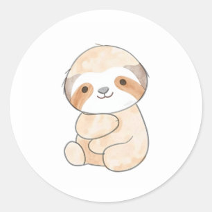 Adorable Baby Sloth Sticker Watercolor Illustratio