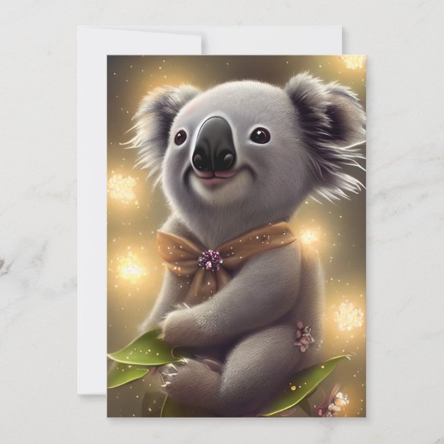 Adorable Baby Smiling Koala Bear Holiday Card (Front)