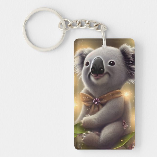 Adorable Baby Smiling Koala Bear Key Ring (Front)