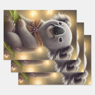 Adorable Baby Smiling Koala Bear Wrapping Paper Sheet
