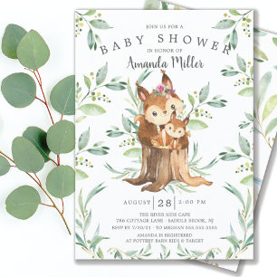 Adorable Baby Squirrel and Mom Baby Shower  Invitation