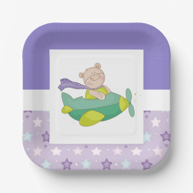 Adorable Baby Teddy Bear Paper Plate (Front)