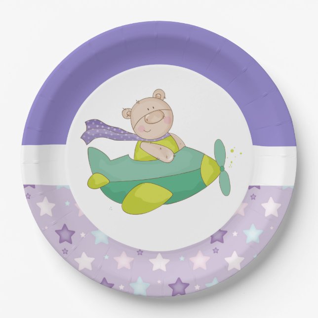 Adorable Baby Teddy Bear Paper Plate (Front)