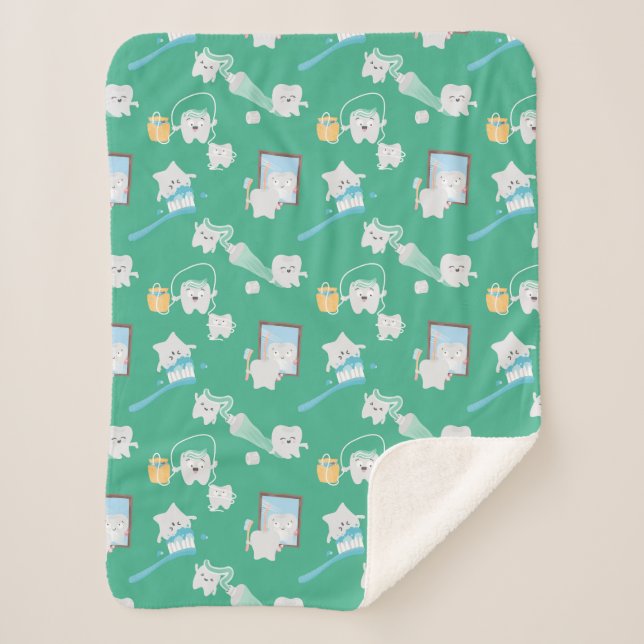 Adorable Baby Teeth Dental Office Dentist  Sherpa Blanket (Front)