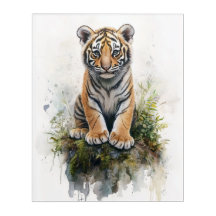 Adorable Baby Tiger – Watercolor Acrylic Wall Art