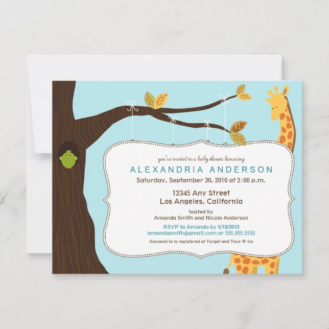 Adorable Baby Tree Baby Shower Invitation (aqua) (Front)