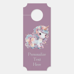 Adorable Baby Unicorn Rainbow Colors Personalized Door Hanger