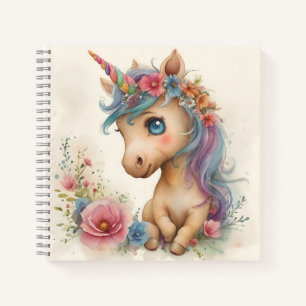 Adorable Baby Unicorn Watercolor Notebook