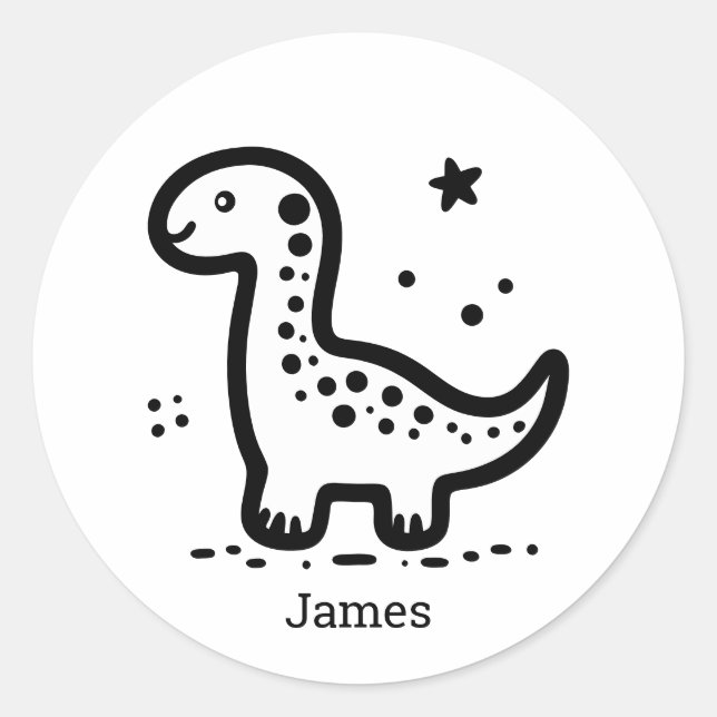 Adorable Baby Whale - Kawaii Sea Creature Line Art Classic Round Sticker (Front)