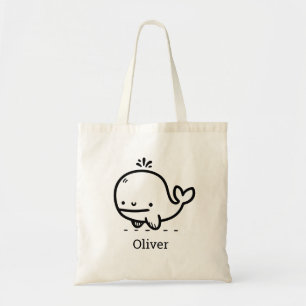 Adorable Baby Whale - Kawaii Sea Creature Line Art Tote Bag