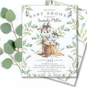 Adorable Baby Wolf and Mum Baby Shower Invitation
