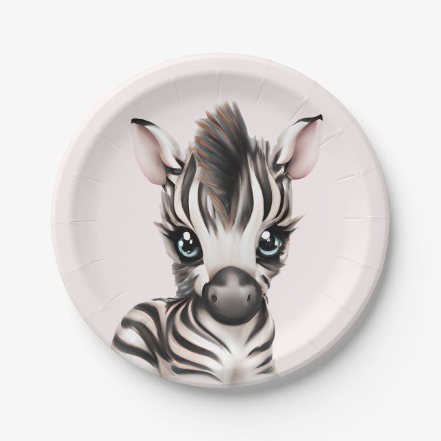 Adorable Baby Zebra Paper Plate (Front)