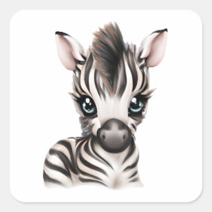 Adorable Baby Zebra Square Sticker