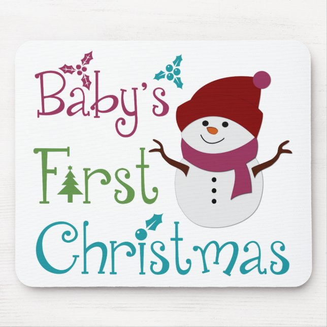Adorable Babys First Christmas Mouse Mat (Front)