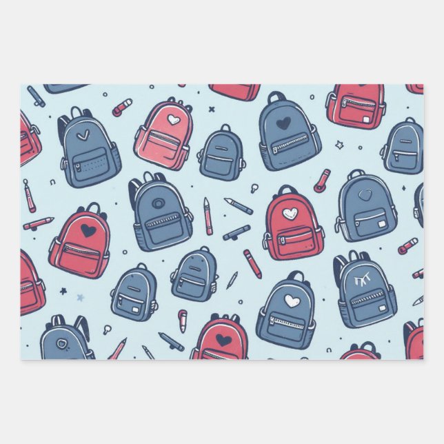 Adorable Backpack aesthetic Wrapping Paper Sheet (Front)
