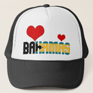 Adorable Bahamas Flag Hearts Patriotic Trucker Hat