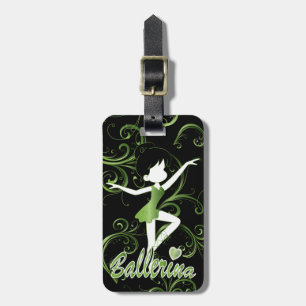 Adorable Ballerina Dancer DIY Text Lime Green Luggage Tag