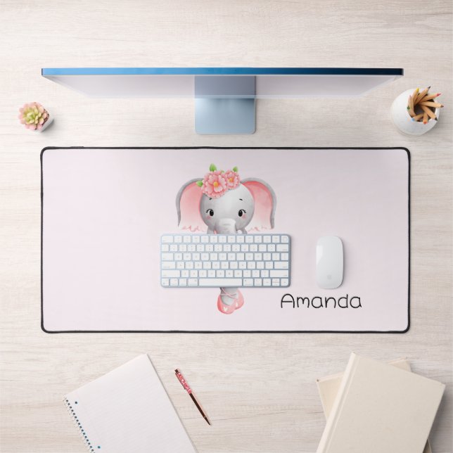 Adorable Ballerina Elephant En Pointe Desk Mat (Office 1)