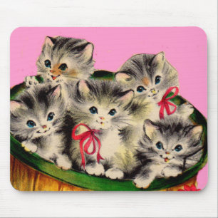 adorable basket o' kittens mouse mat