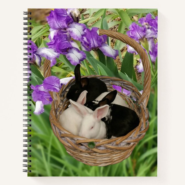Adorable Basket of Baby Bunnies Notebook (Front)