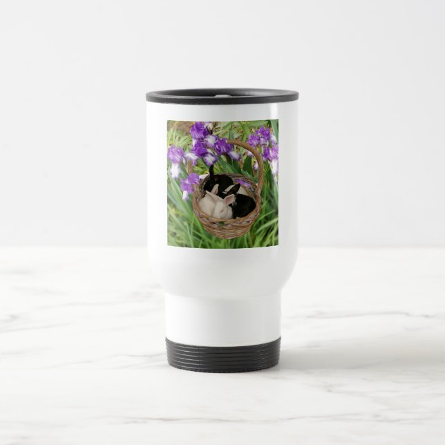 Adorable Basket of Baby Bunnies Travel Mug (Center)