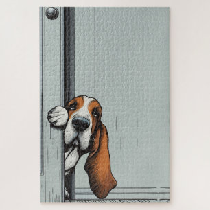 Adorable Basset Hound Dog Wall Art Jigsaw Puzzle