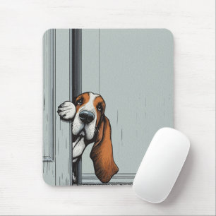Adorable Basset Hound Dog Wall Art Mouse Mat