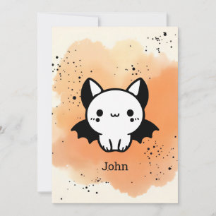 Adorable Bat Buddy - Kawaii Minimalist Nursery Art Invitation