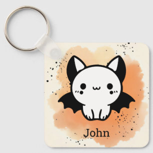Adorable Bat Buddy - Kawaii Minimalist Nursery Art Key Ring