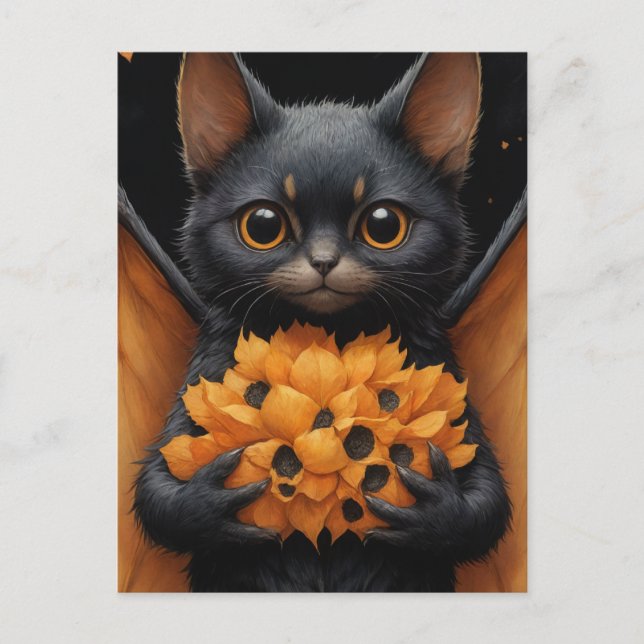 Adorable Bat Cat Postcard (Front)