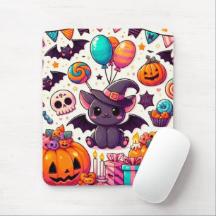 Adorable bat kawaii halloween mouse mat