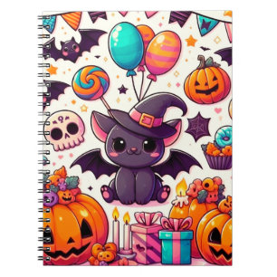 Adorable bat kawaii halloween notebook