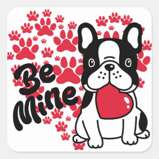 Adorable Be Mine Valentine’s Day Dog Sticker 