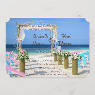 Adorable Beach Arbor Floral Wedding  Invitation