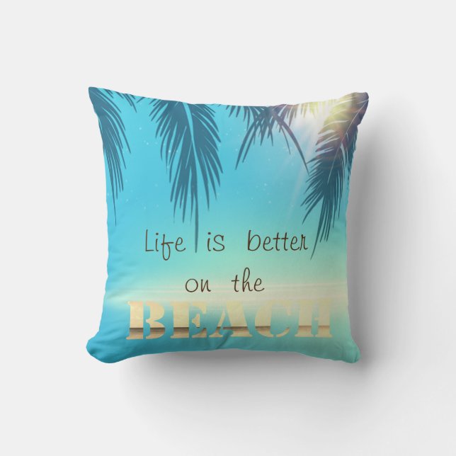 Adorable Beach Palm Leaves Cushion (Front)
